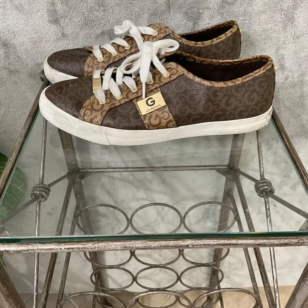 GBG Los Angeles Shoes Sneakers Women's Size 11M Brown Gold logo Accents